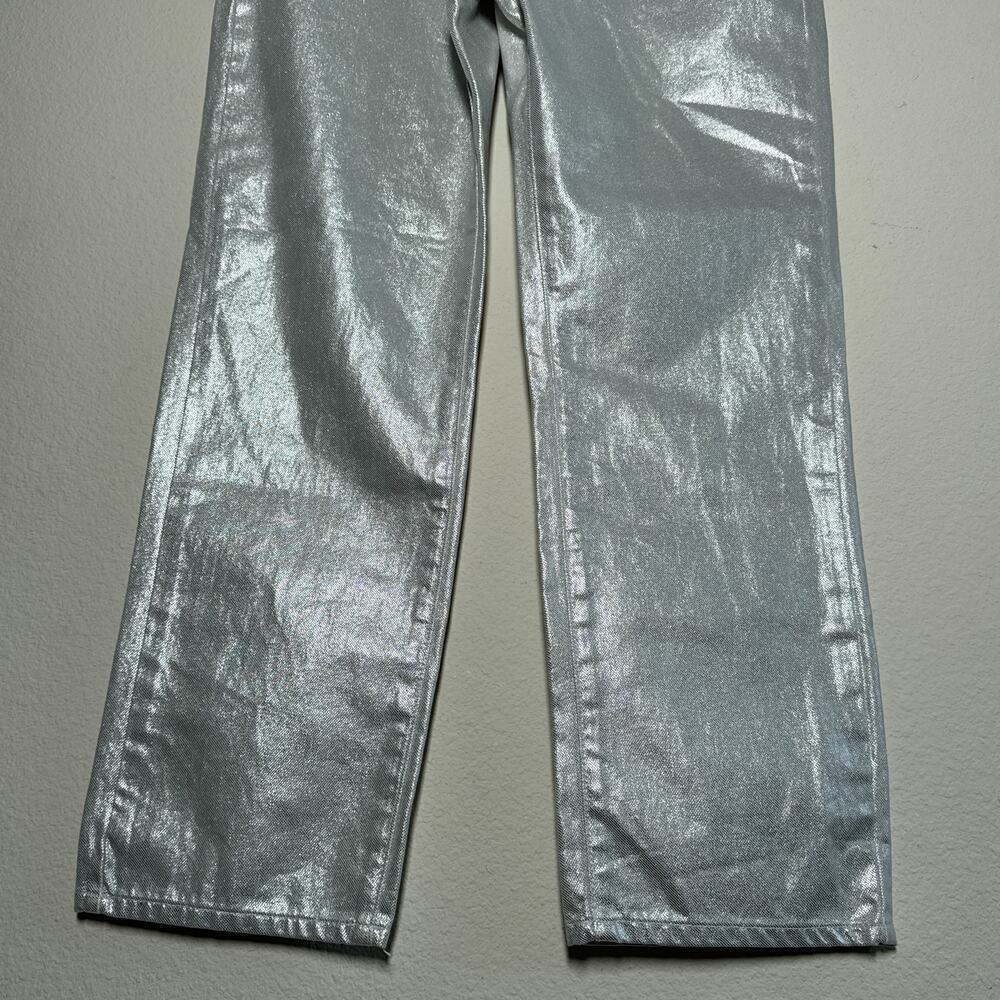 Rebecca Minkoff Silver Metallic Straight Leg Jeans Size 8 Y2K - Picture 7 of 12